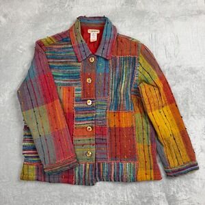 Travelsmith Patchwork‎ Jacket M Cotton Colorful Rainbow Boho